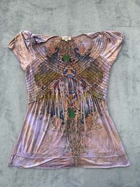 One World Live and Let Live Women's Short Sleeve Smocked Boho Blouse